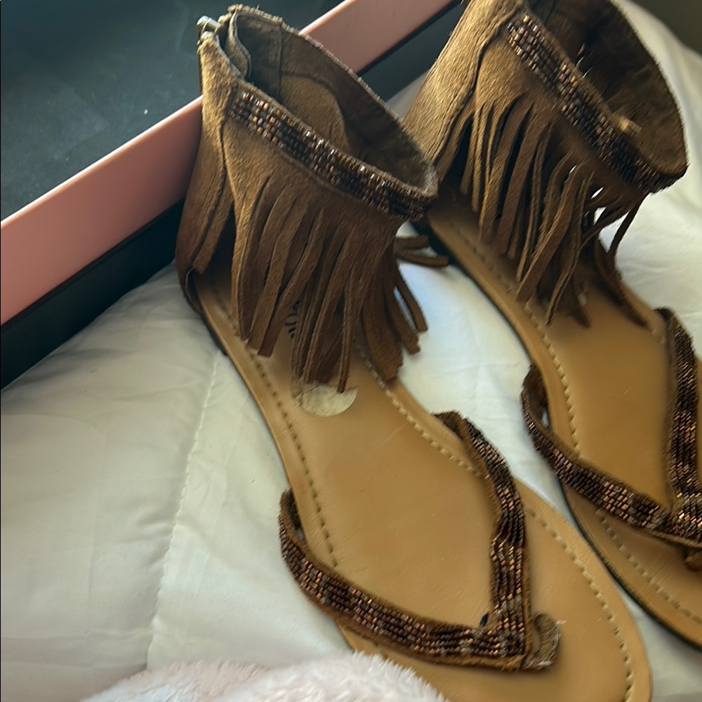 Fringe Brown Sandals